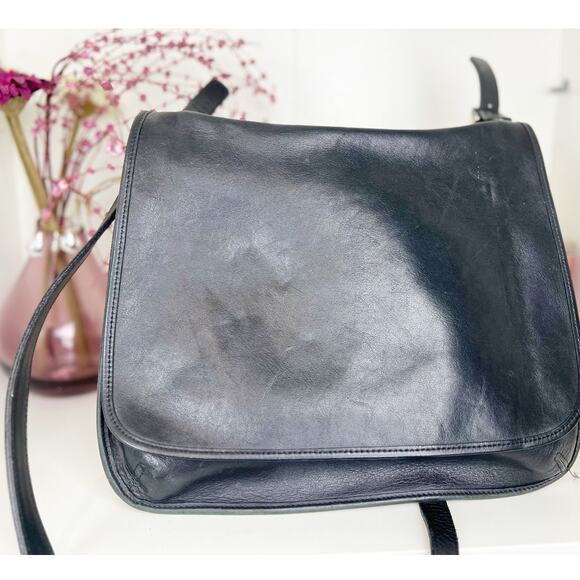 Vintage Coach Legacy Slim Hippie Leather Flap Saddle Crossbody Bag 9134 Black - Picture 3 of 16